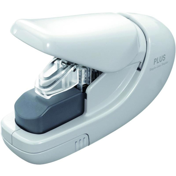 PLUS STAPLE-LESS STAPLER, (WHITE)