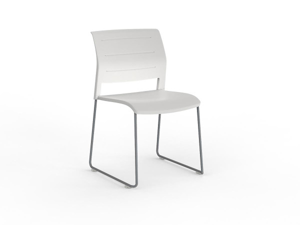 GAME SKID CHAIR SILVER FRAME/ WHITE SHELL