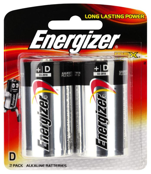 ENERGIZER D ALKALINE MAX BATTERY, PKT 2