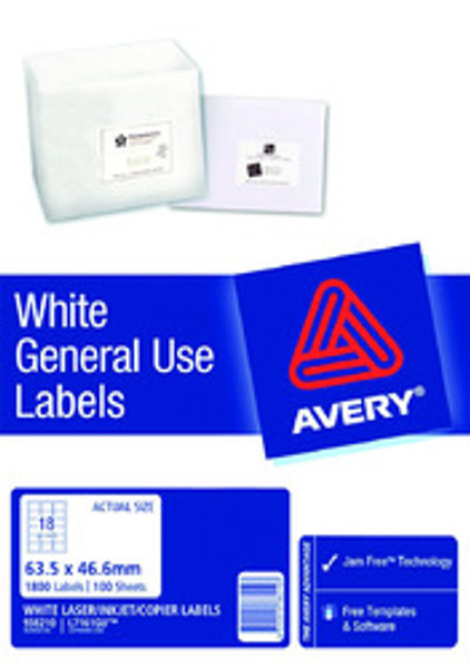 AVERY GENERAL USE LABELS L7161 18 LABELS/SHEET