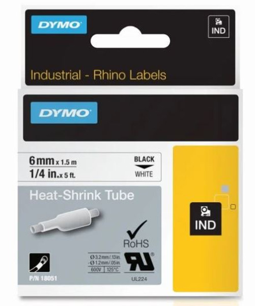DYMO RHINO INDUSTRIAL HEATSHRINK TUBE 6MM WHITE