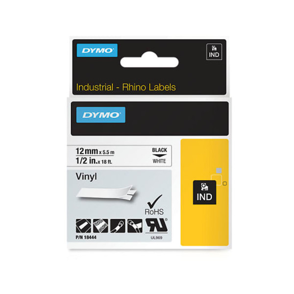 DYMO 12MM X 5.5M WHITE VINYL INDUSTRIAL LABEL