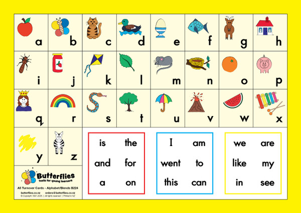 BUTTERFLIES A5 TURNOVER CARDS - ALPHABET BLENDS