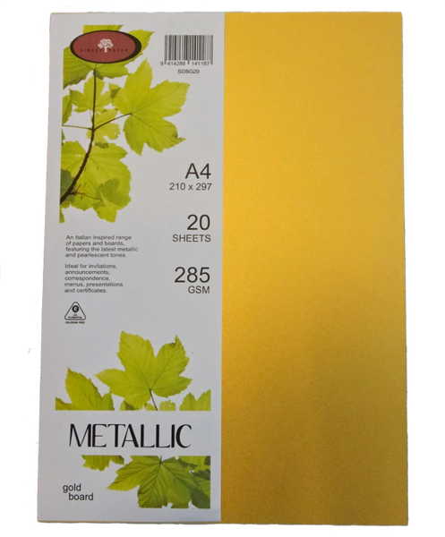 METALLIC A4 BOARD 285GSM (GOLD), PKT 20