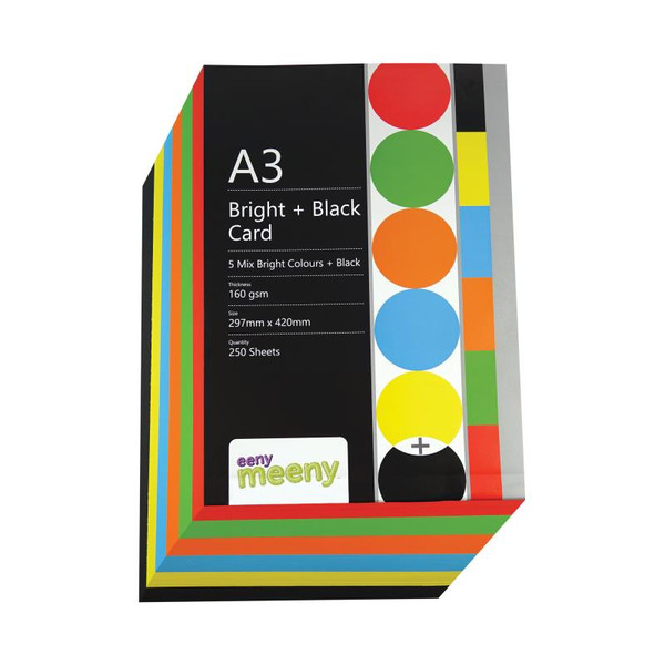 A3 160GSM BRIGHT & BLACK MULTICOLOUR PACK