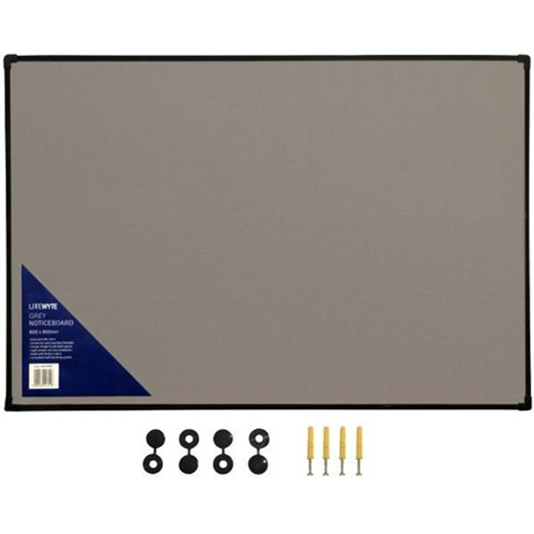 LITEWYTE GREY FABRIC PINBOARD 600 X 900MM LITEWYTE GREY FABRIC PINBOARD 600 X 900MM