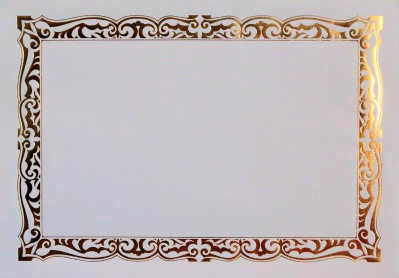 A4 WHITE FIBRE FLECK CERTIFICATE - GOLD FOIL BORDER