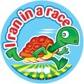 I RAN IN A RACE STICKERS, TURTLE, PKT 50