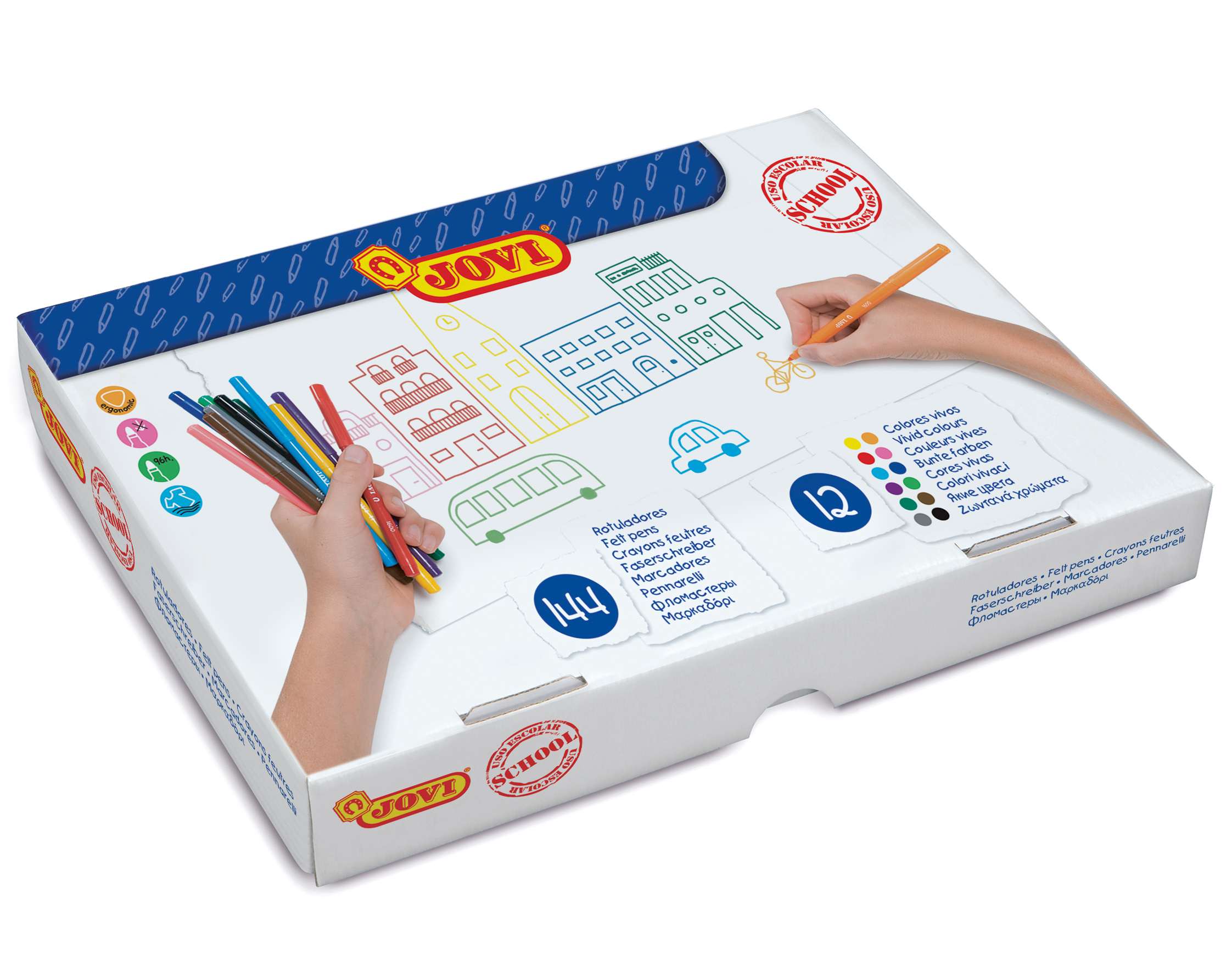 JOVI FINE TIP FELT PENS, CLASSPACK 144