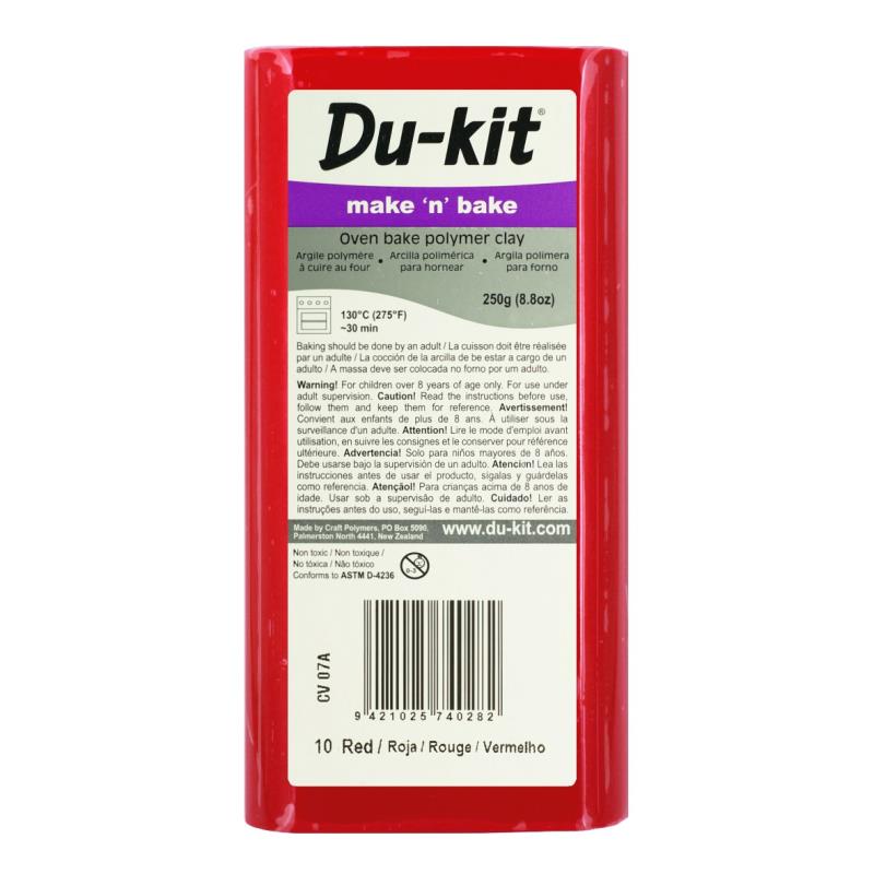 DU-KIT MAKE N BAKE POLYMER CLAY, 250GM (RED)