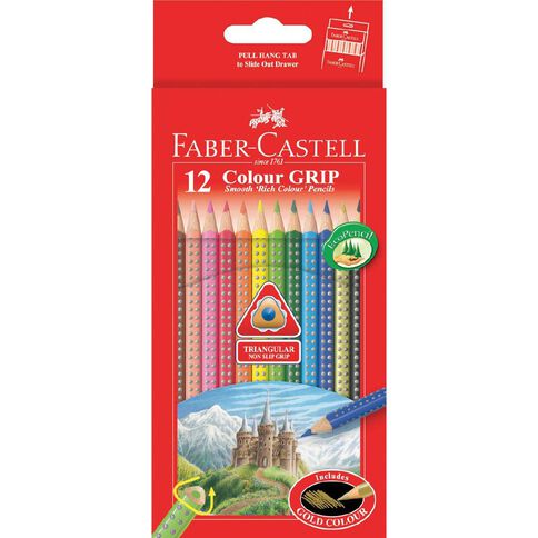 FABER CASTELL GRIP COLOUR PENCILS, PKT 12