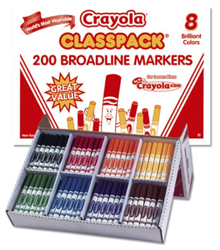 CRAYOLA BROADLINE WASHABLE MARKERS CLASSPACK 200