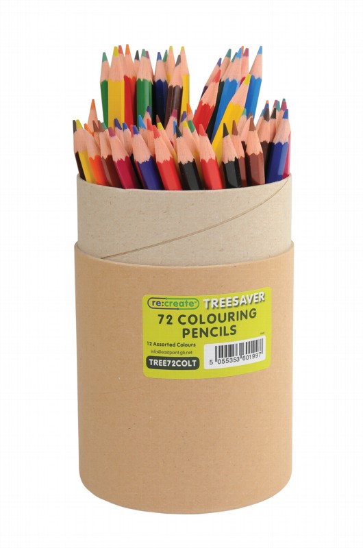 TREESAVER RECYCLED COLOURING PENCILS, POT 72