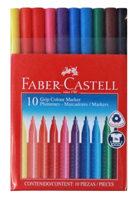 FABER CASTELL GRIP COLOUR MARKERS, SET 10