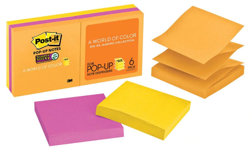 RIO POP UP POST-IT NOTES, PKT 6