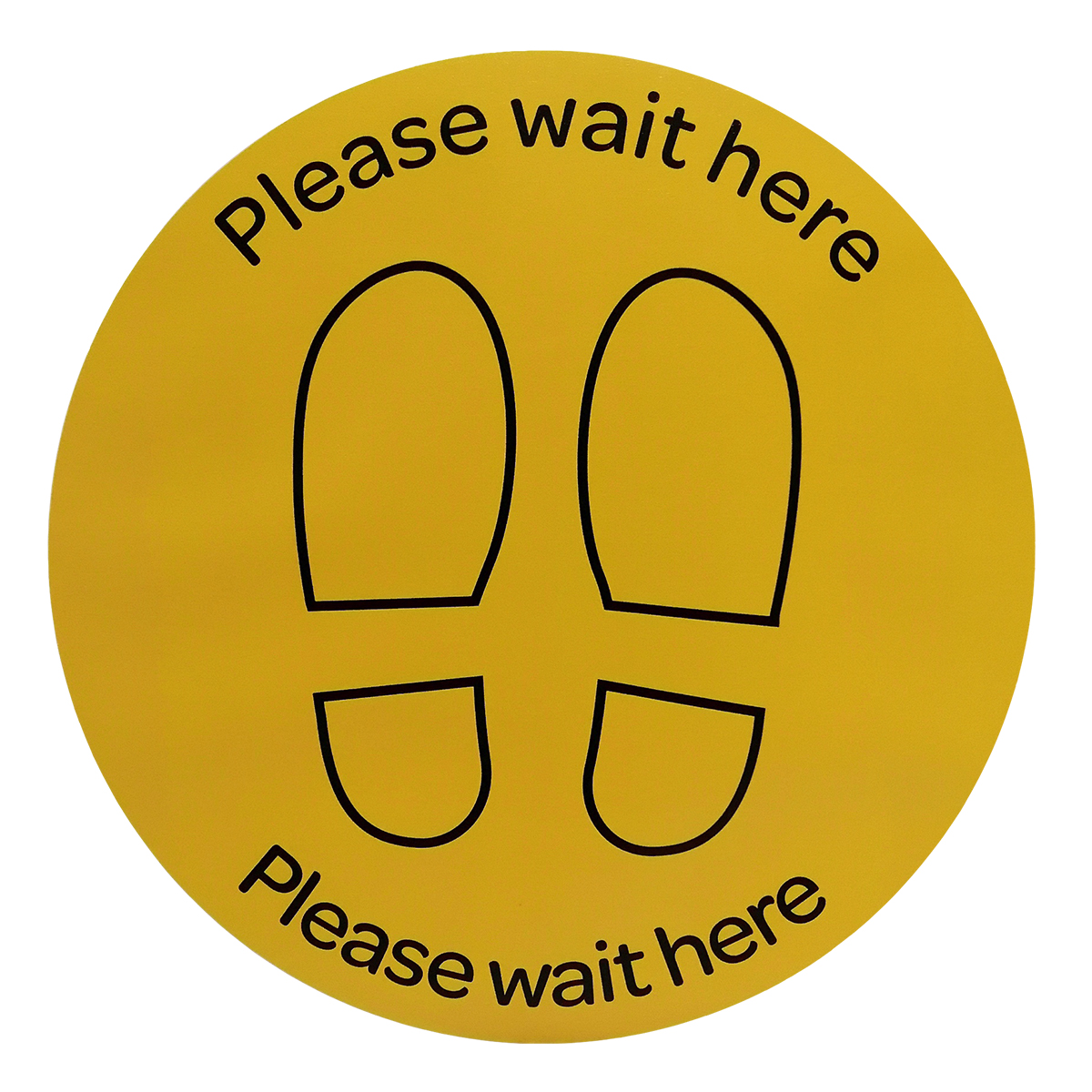 FLOOR STICKERS 300MM - PLEASE WAIT HERE (YELLOW), PKT 10