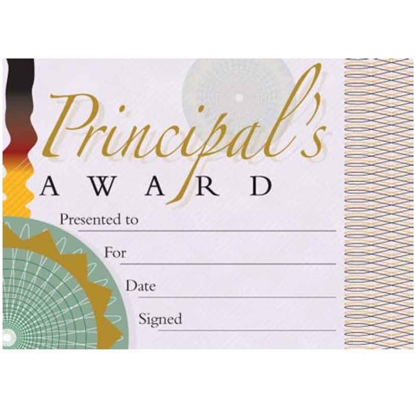 PRINCIPALS AWARD CERTIFICATES, PKT 25