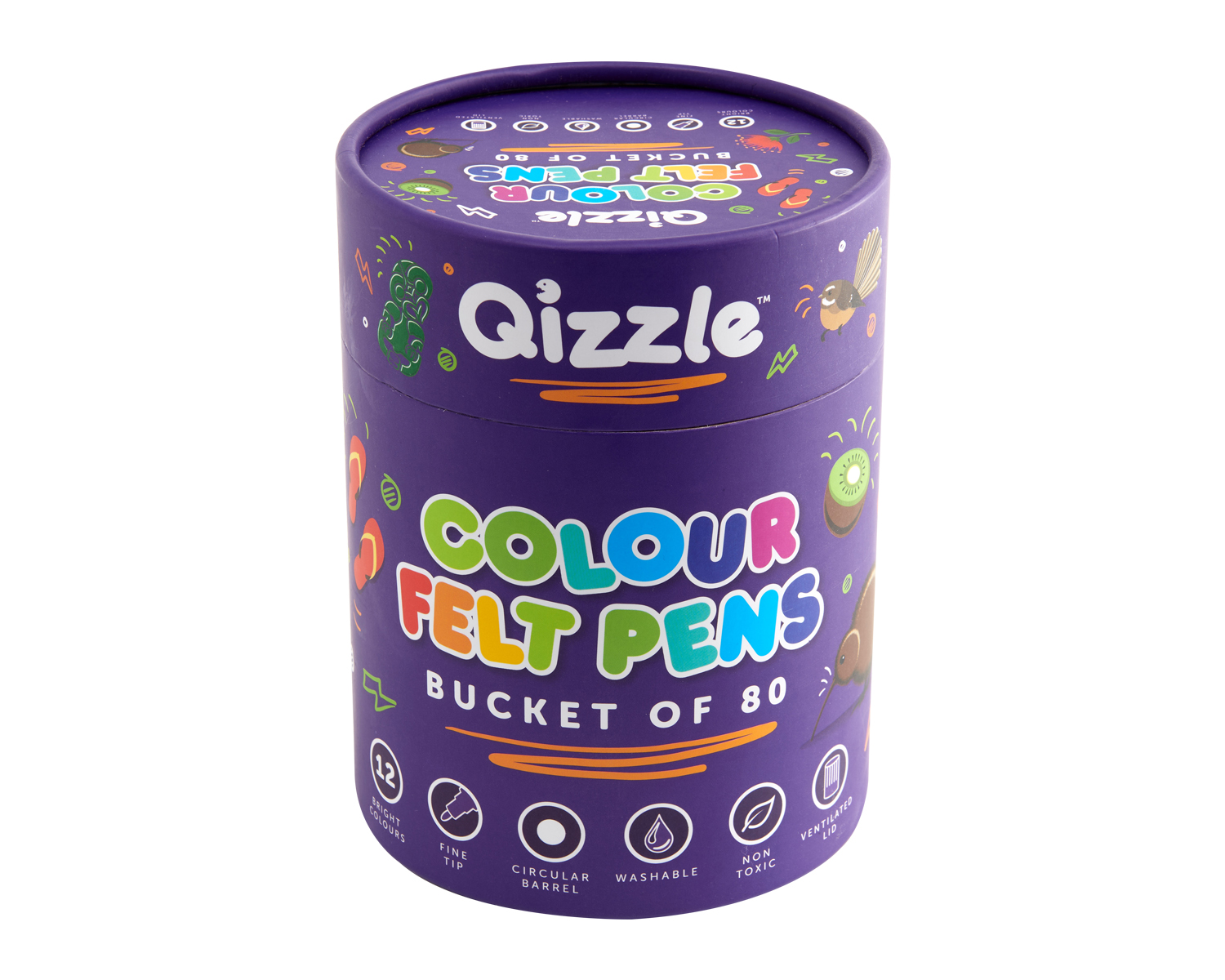 QIZZLE FELT PENS FINE TIP, BUCKET 80