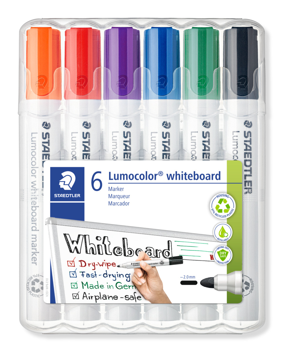 STAEDTLER WHITEBOARD MARKER BULLET, SET 6