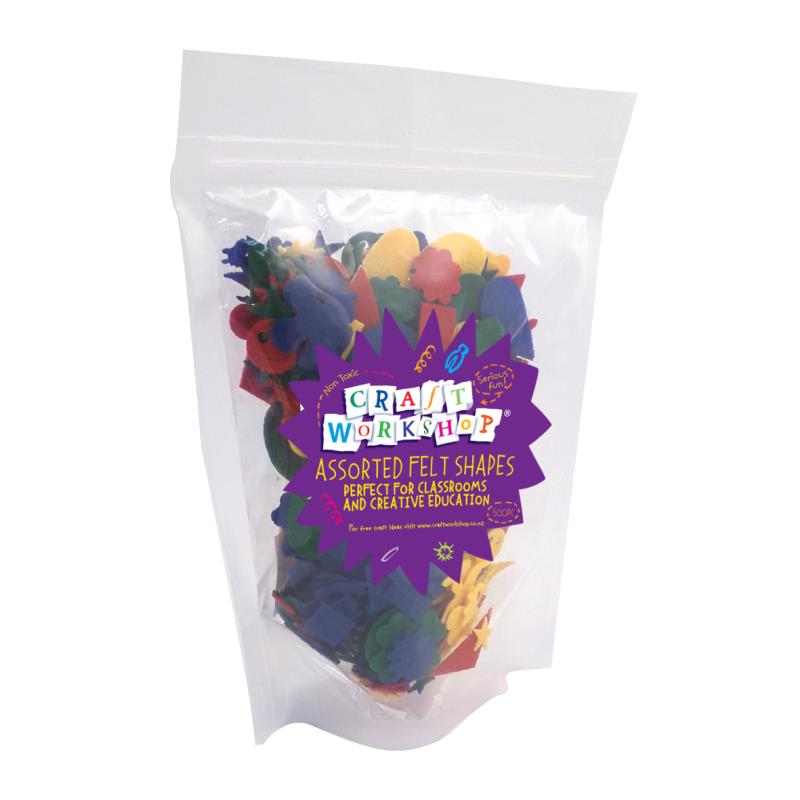 CRAFT VALUE FELT SHAPES ASSORTED 500PCS