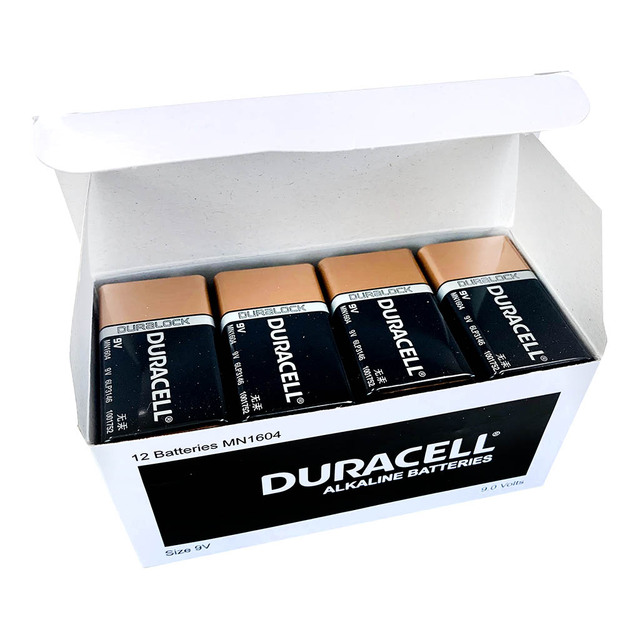 DURACELL ALKALINE 9V BATTERY, PKT 12