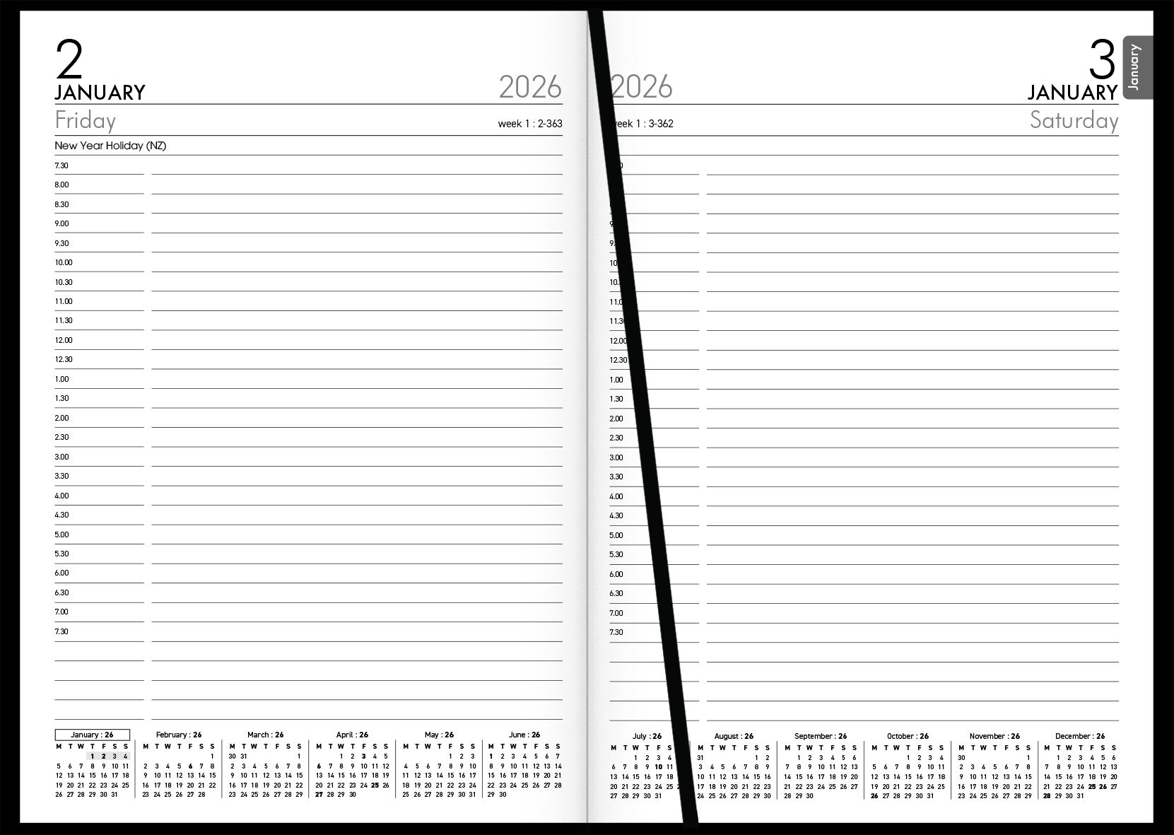 2026 A51 DAY PER PAGE DIARY (RED)