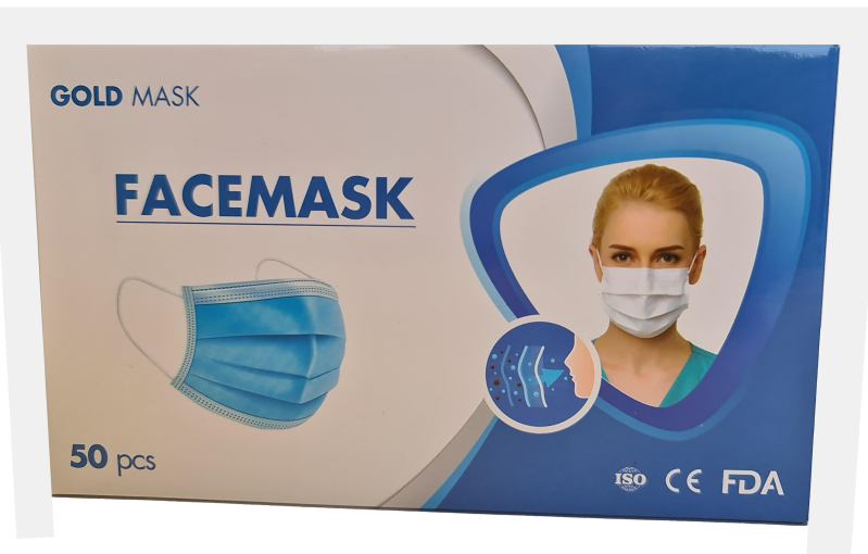 DISPOSABLE 4-PLY FACE MASK, BOX 50