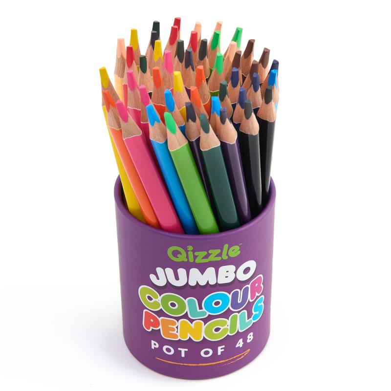 QIZZLE JUMBO COLOUR PENCILS, POT 48