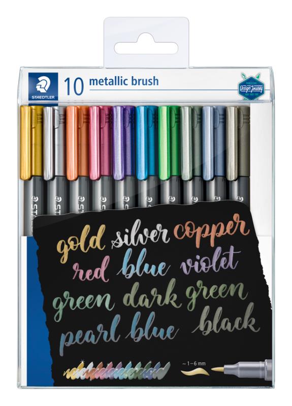 STAEDTLER DESIGN JOURNEY METALLIC BRUSH PENS, PKT 10