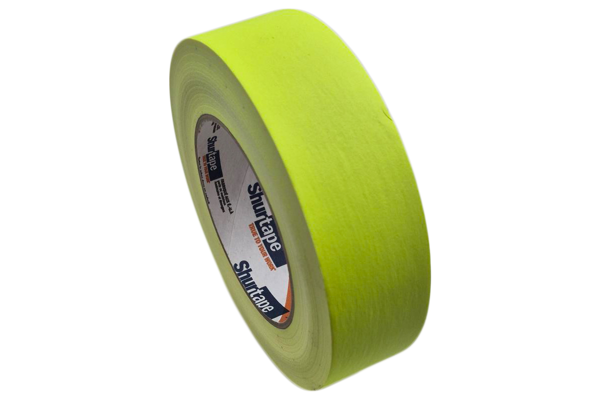 COLOURED FLATBACK FLURO PAPER TAPE 36MM - YELLOW
