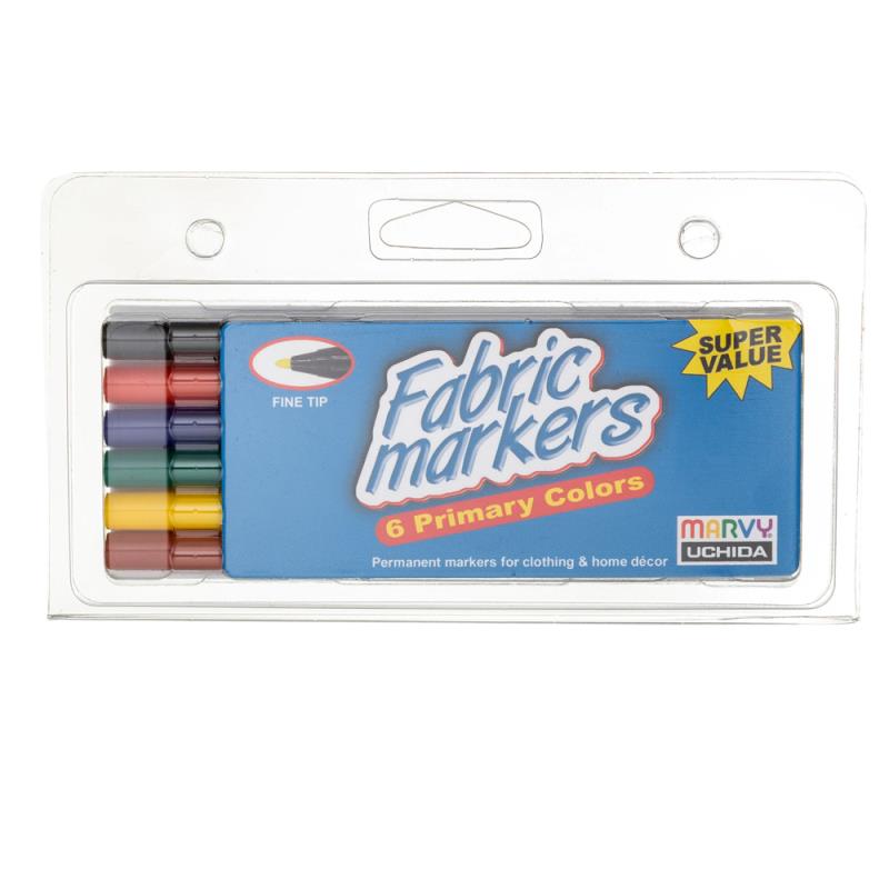 MARVY FINE FABRIC MARKER PRIMARY, SET 6
