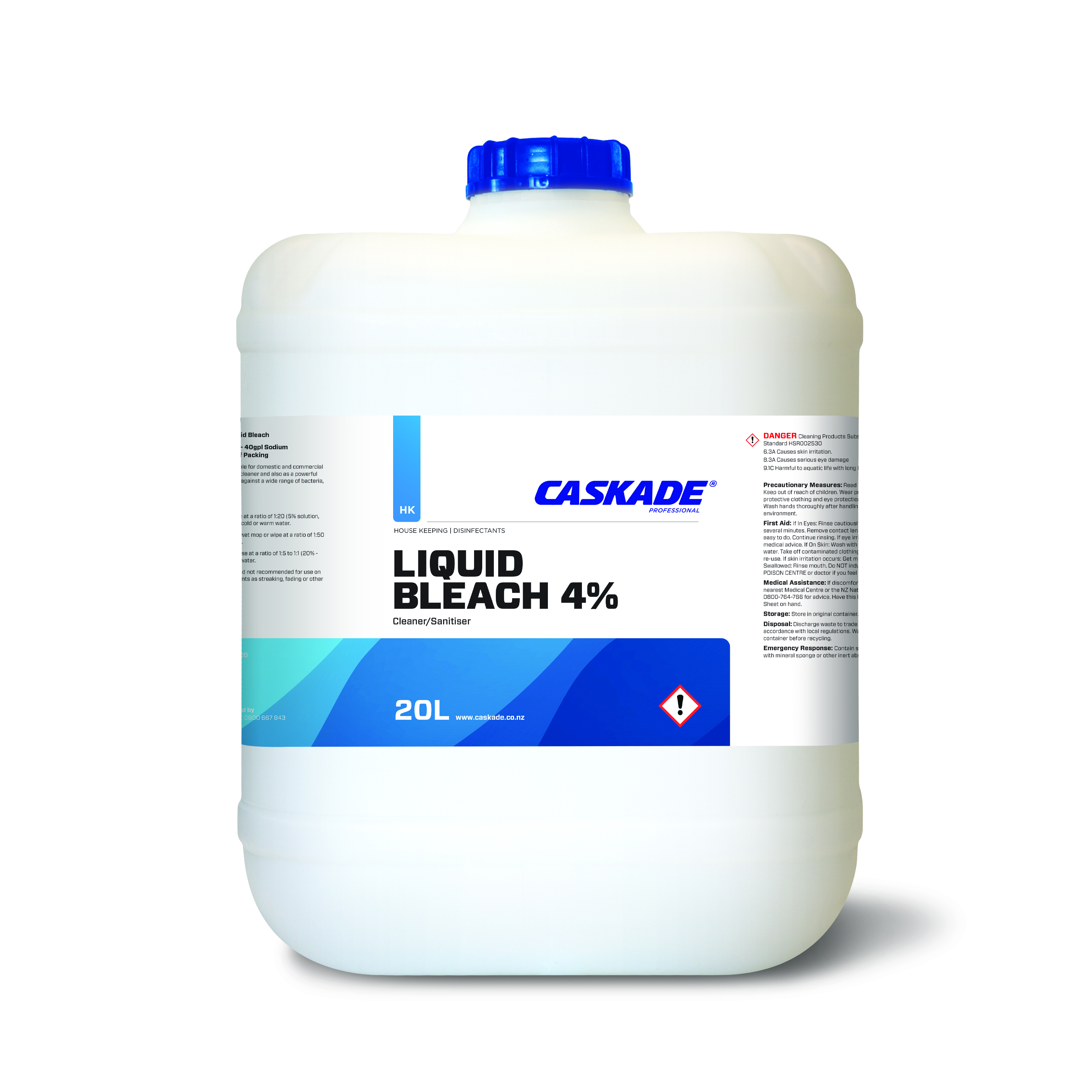 CASKADE COMMERCIAL BLEACH 4% 20 LITRE