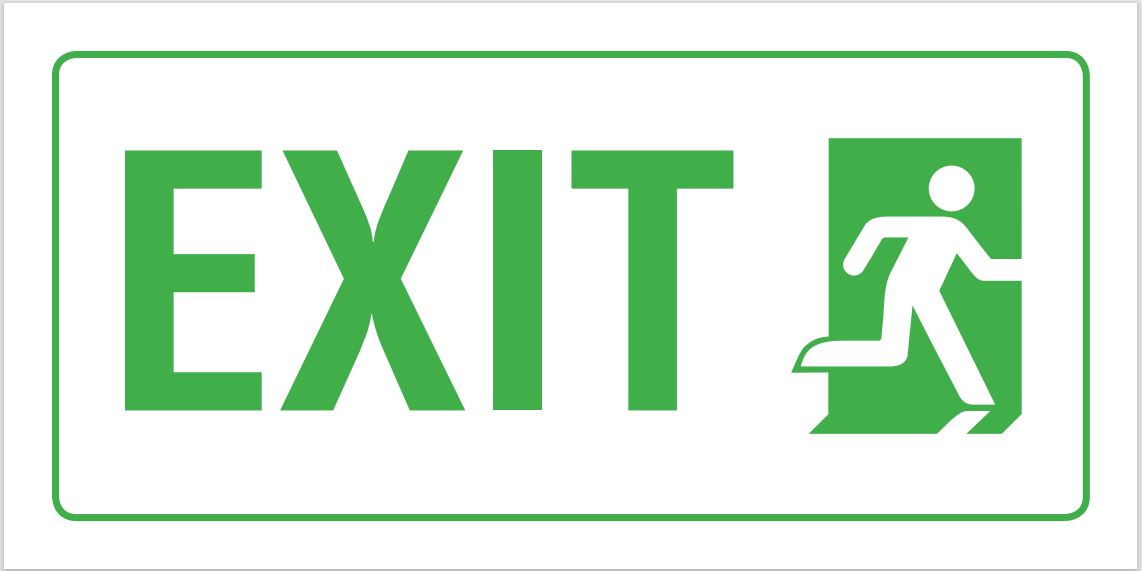EXIT SIGN - GLOW IN THE DARK 150 X 300MM