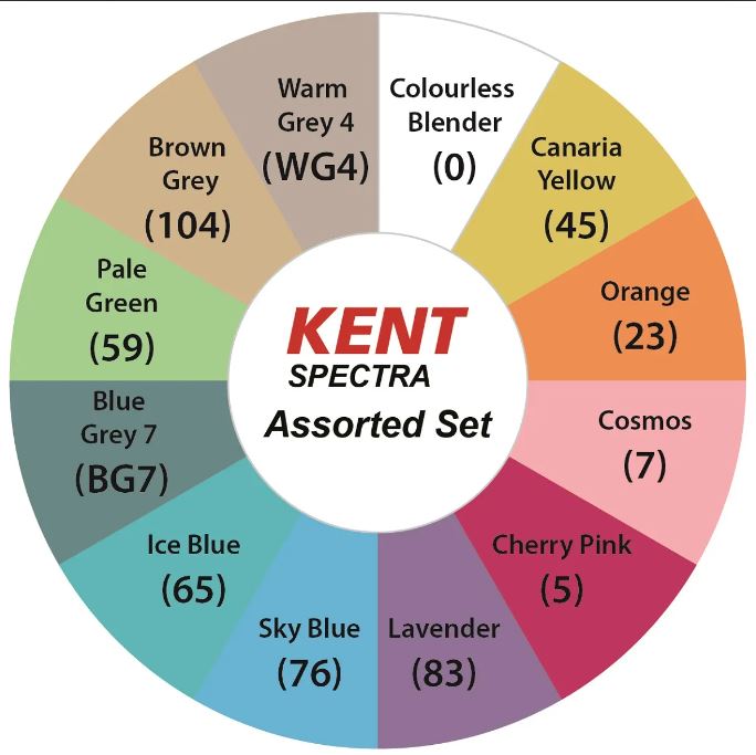 KENT SPECTRA GRAPHIC DESIGN MARKER SET - ASSORTED, SET 12