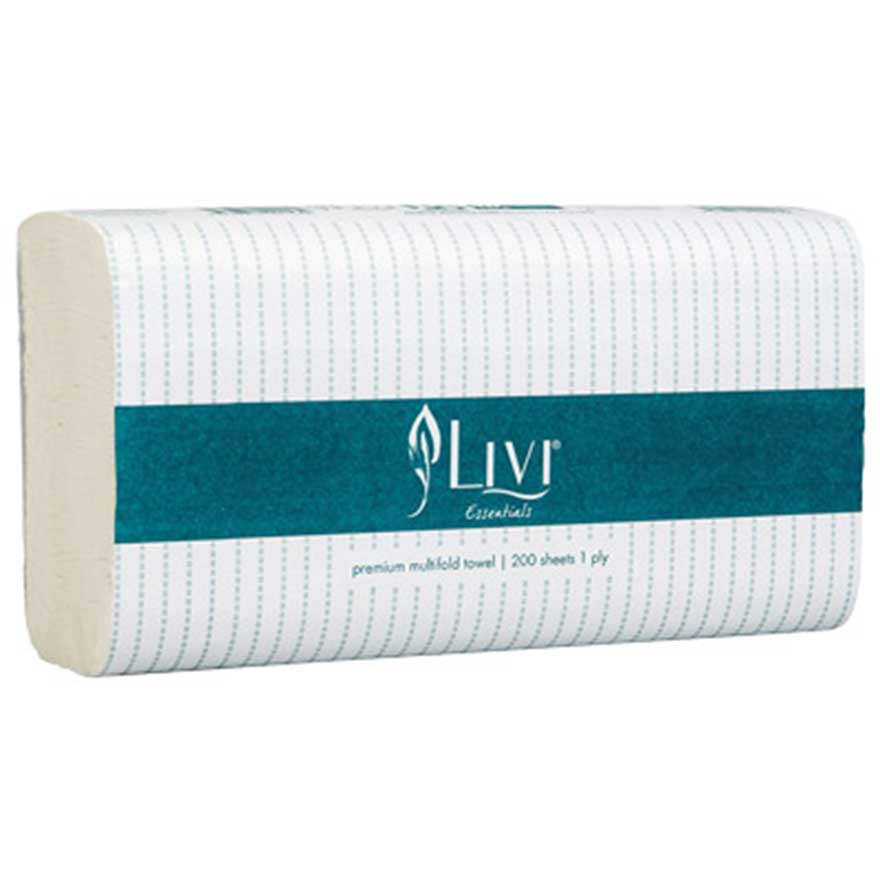 LIVI ESSENTIALS PREMIUM SLIMFOLD 1 PLY PAPER TOWELS, CTN 20