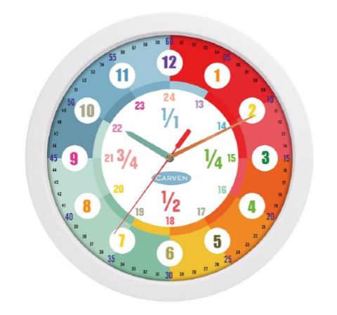 CARVEN EDUCATIONAL CLOCK, 300MM (24 HOUR)
