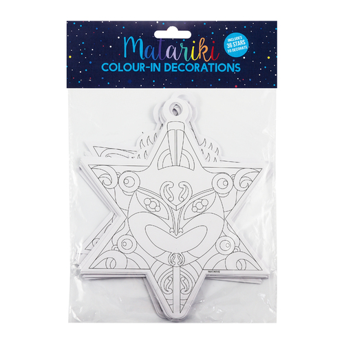 MATARIKI COLOUR IN STAR SET 25CM, PKT 36