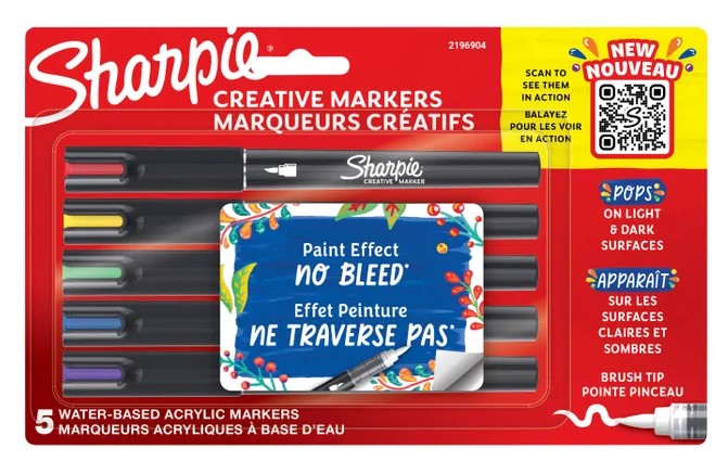 SHARPIE CREATIVE MARKERS, PKT 5 (BRUSH TIP)