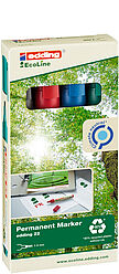 EDDING 22 ECOLINE PERMANENT MARKER, CHISEL TIP (PKT 4)
