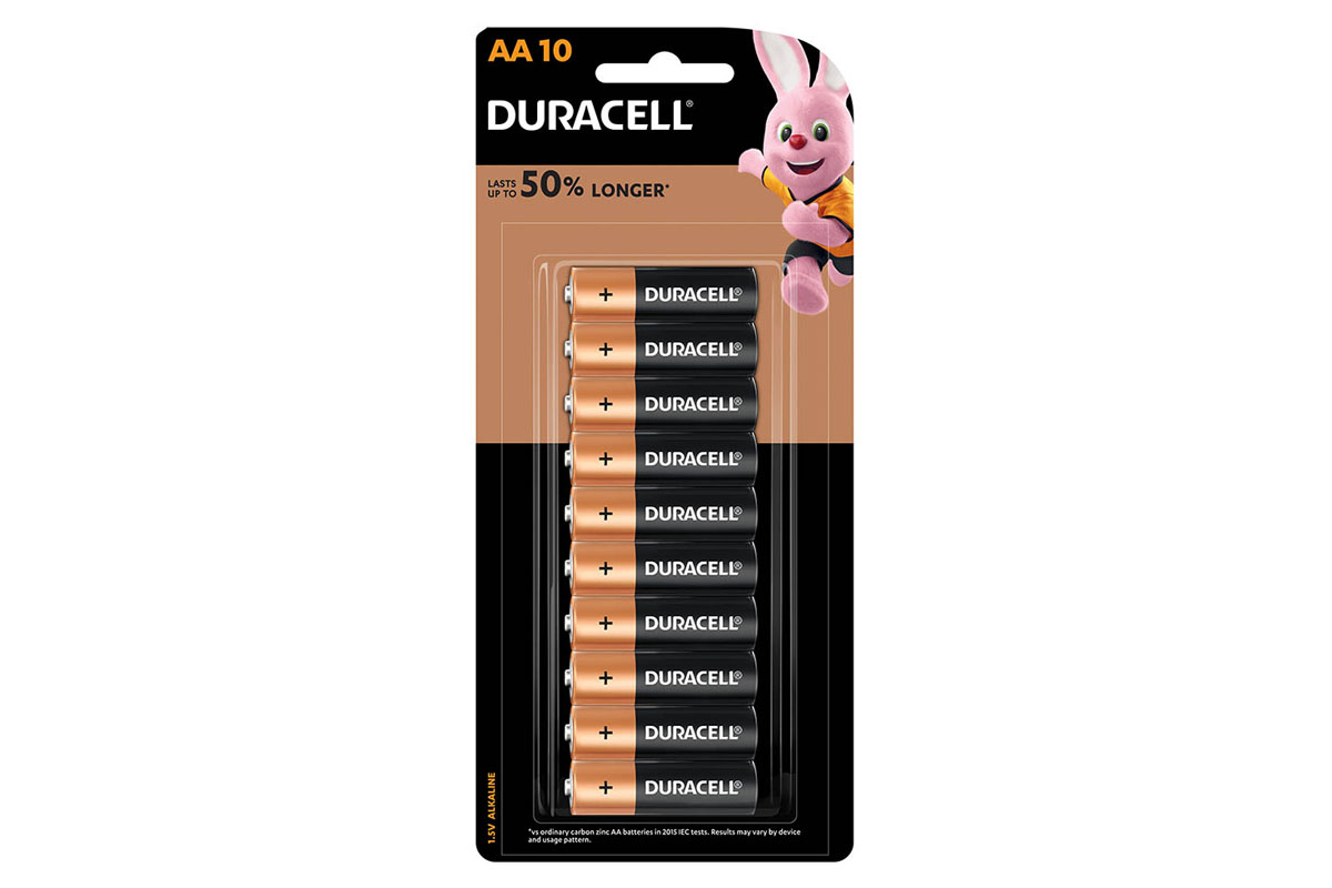 DURACELL ALKALINE AA BATTERY, PKT 10