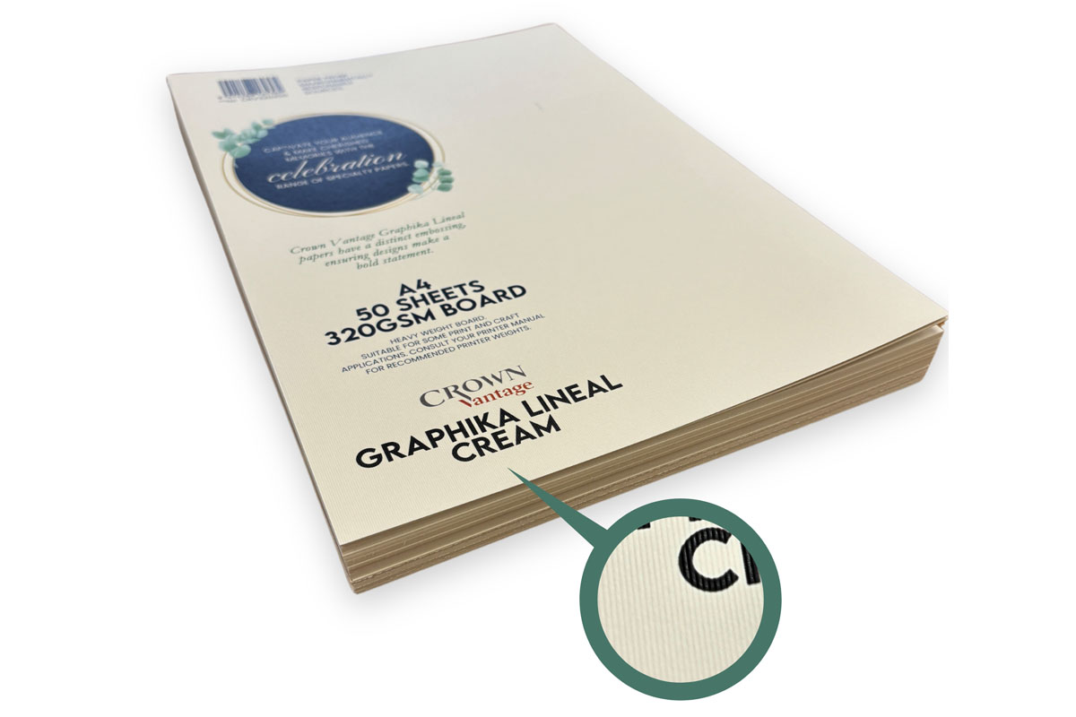 CROWN VANTAGE A4 320GSM LINEAL CREAM, PK 50