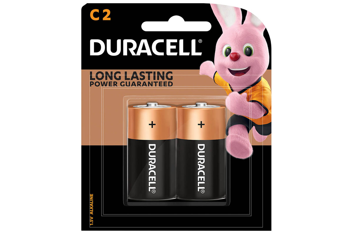 DURACELL ALKALINE C BATTERY, PKT 2