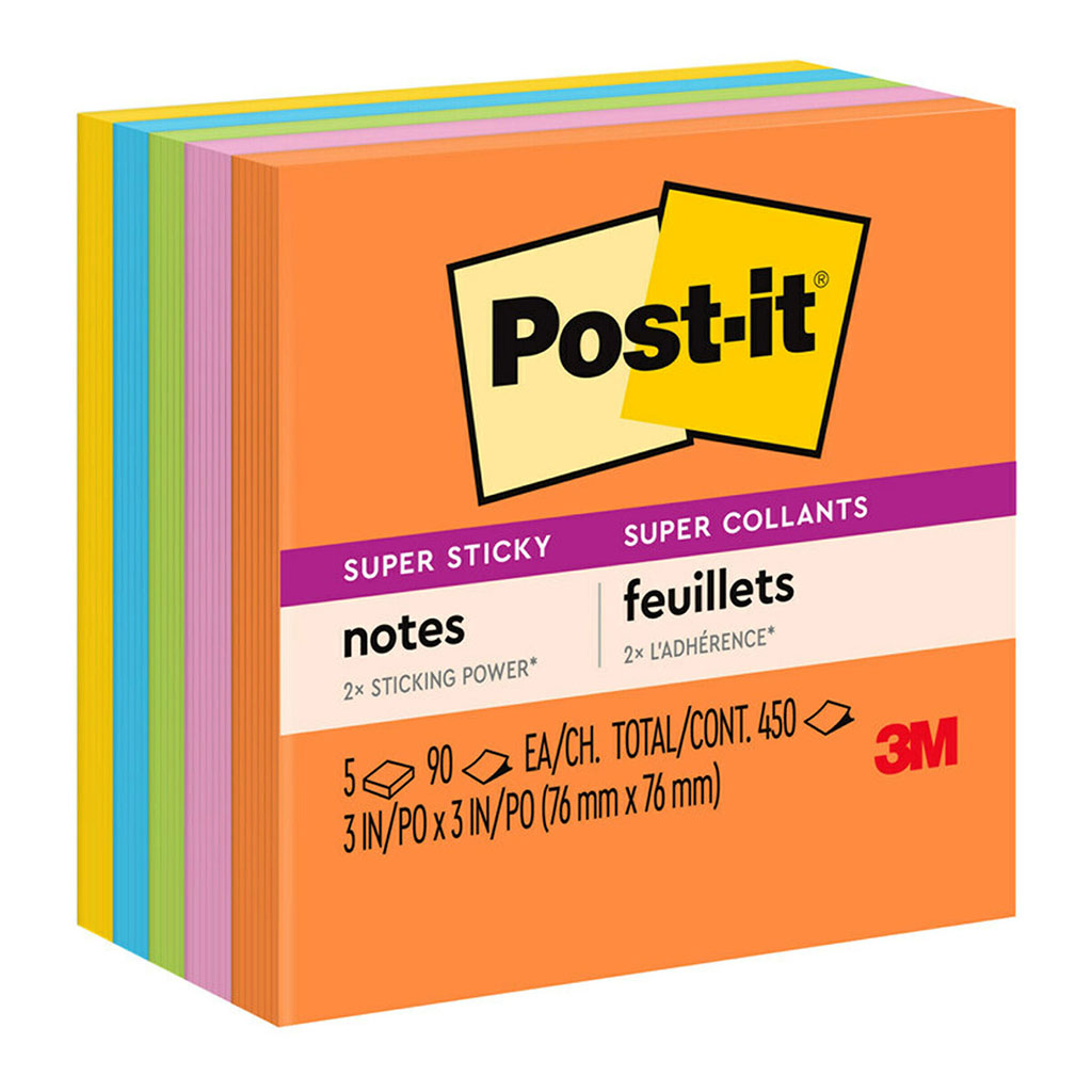 POST-IT SUPER STICKY NOTES 76MM X 76MM ENERGY