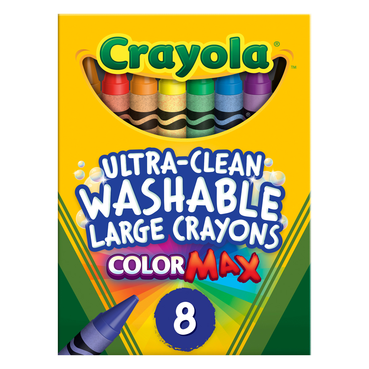 CRAYOLA ULTRA-CLEAN WASHABLE LARGE CRAYONS, PKT 8