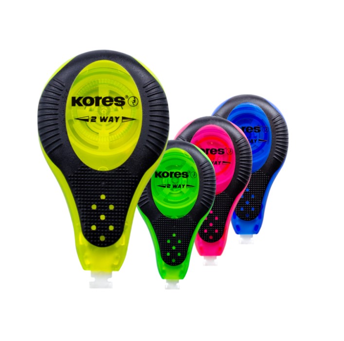KORES 2WAY NEON CORRECTION TAPE (ASSORTED COLOURS)