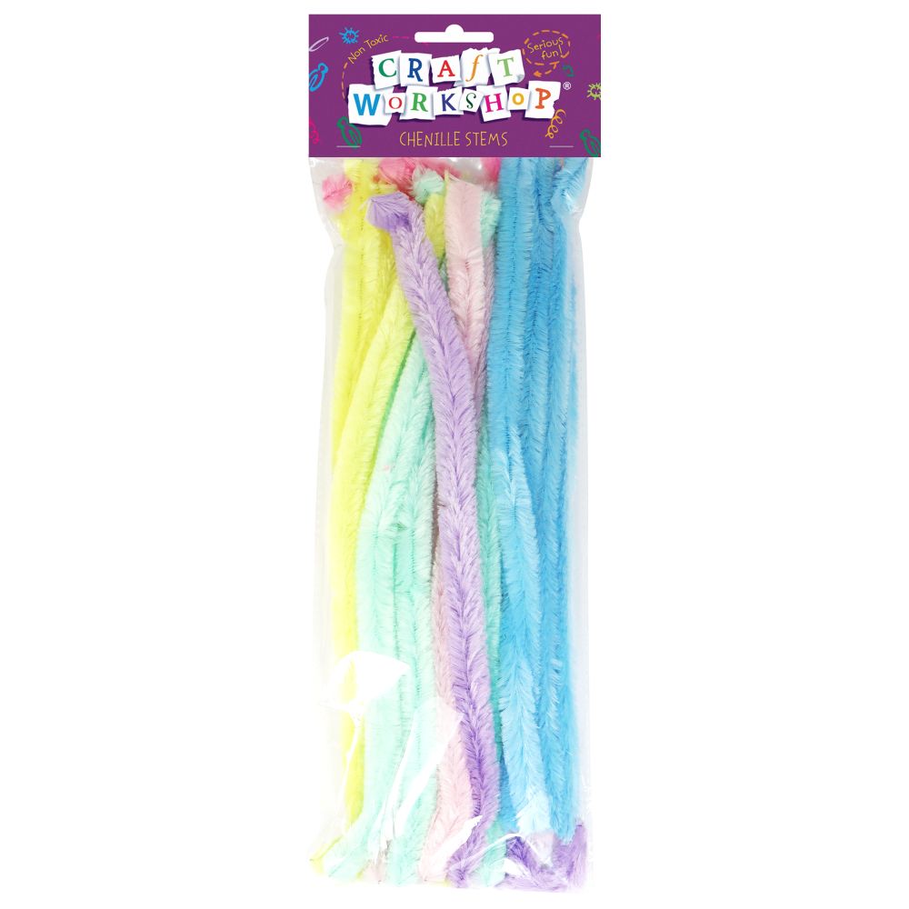 CHENILLE PIPE CLEANERS JUMBO PASTEL, PKT 24
