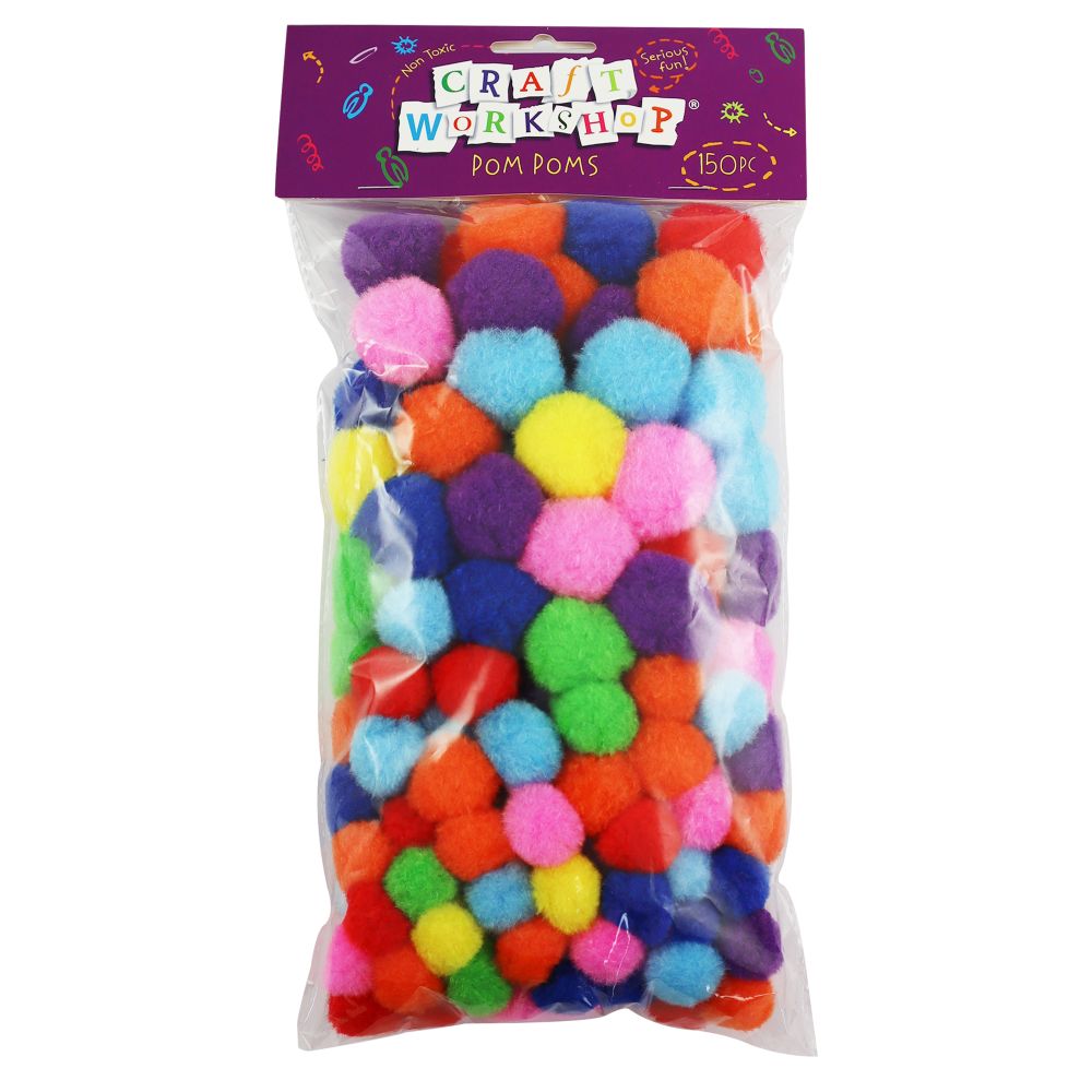 CRAFT POM POMS BRIGHTS 20-30MM, PKT 150