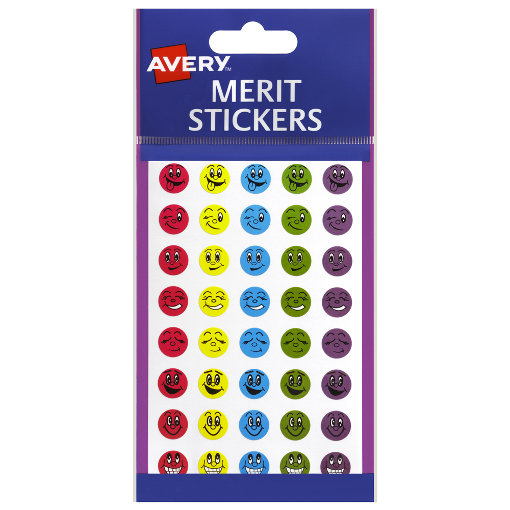 AVERY MERIT STICKERS MINI SMILEY FACES ROUND 13MM, PKT 800