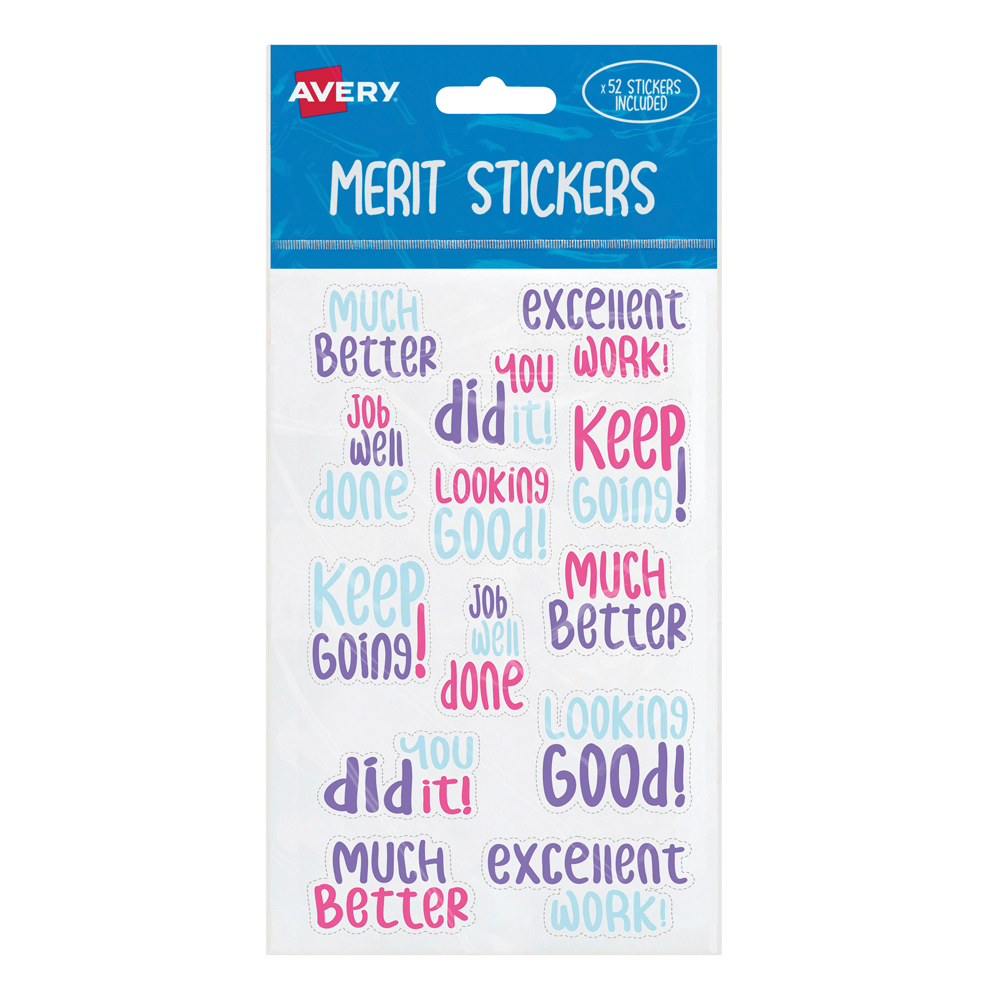 AVERY MERIT STICKERS SAMBLE FONT, PKT 52