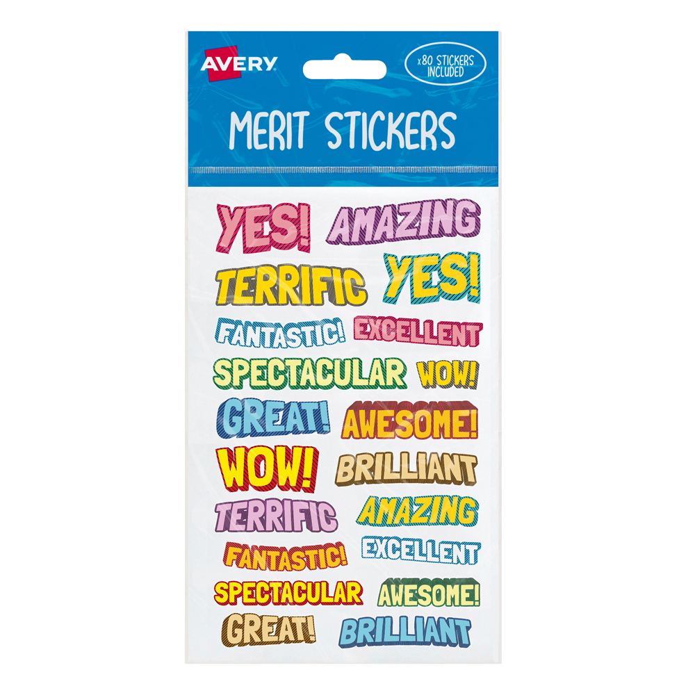 AVERY MERIT STICKERS COMIC, PKT 80